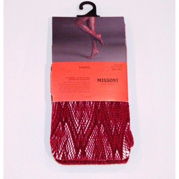 MISSONI for TARGET Fishnet OPENWORK Pantyhose TIGHTS  Rose Wine ( M ) - Picture 1 of 1
